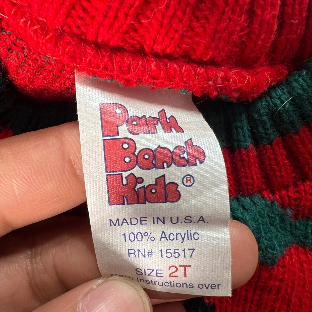 VTG Park Bench Kids Vintage Red Airplane Knit Sweater Toddler Size 2T Made USA - Picture 2 of 6